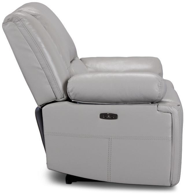 Peyton Light Gray Lthr/vinyl Power Recliner