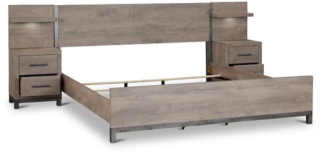 Evanston Gray Spread Bed W/ Two Nightstands