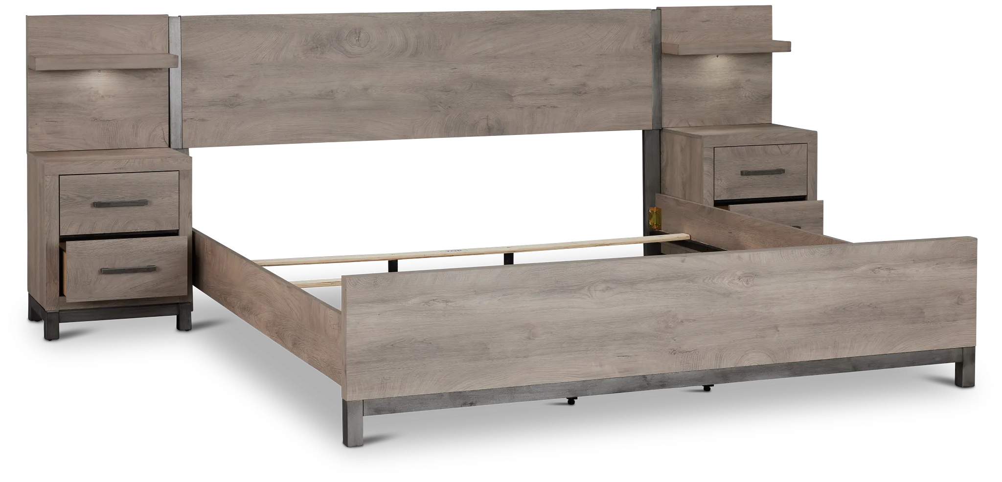 Evanston Gray Spread Bed W/ Two Nightstands