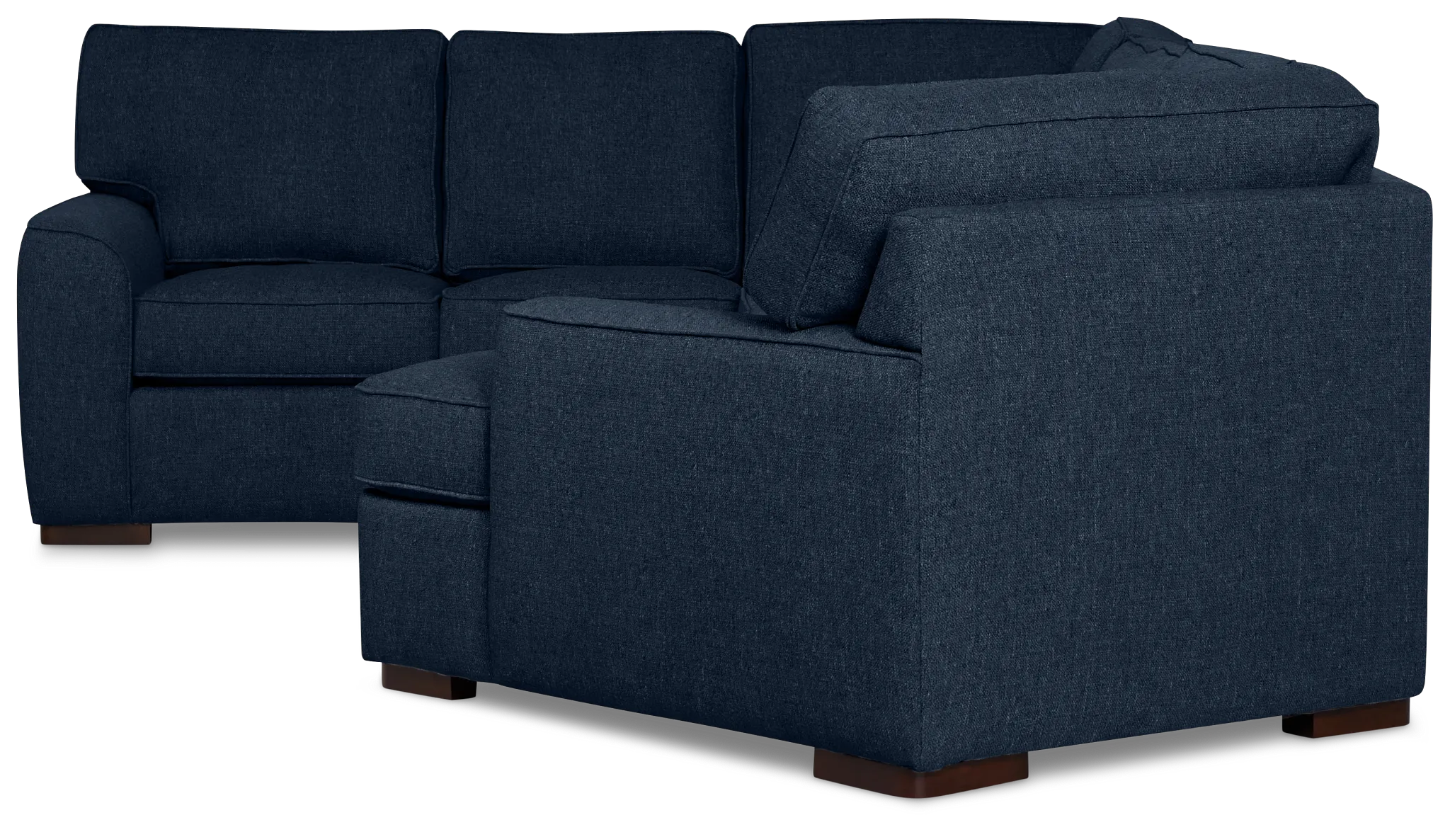 Sinclair Dark Blue Fabric Medium Right Facing Cuddler Sectional