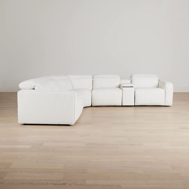 Ryland White Fabric Medium Triple Power 2-arm Sectional