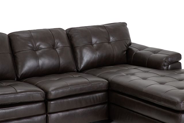 Braden Dark Brown Leather Small Right Chaise Sectional