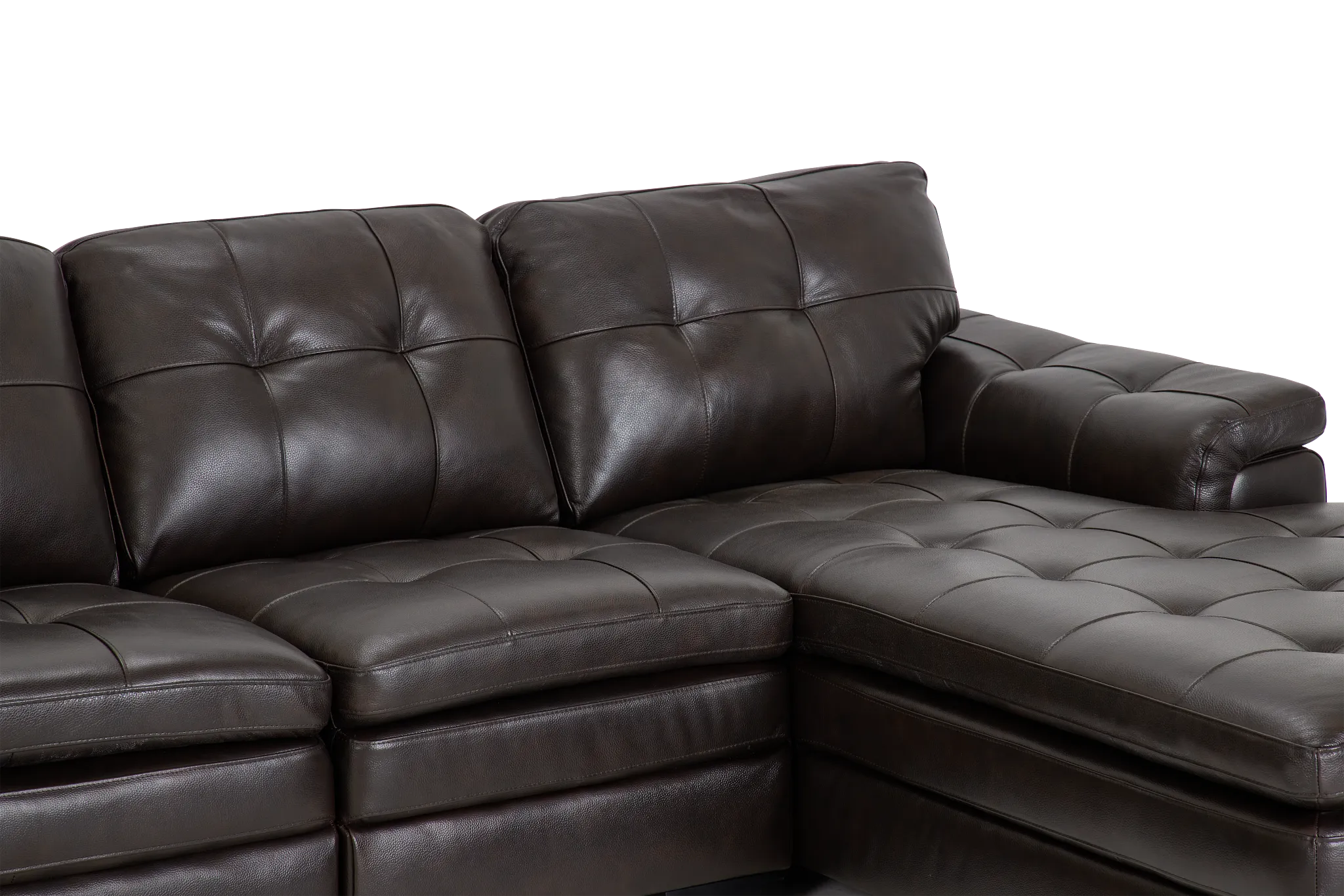 Braden Dark Brown Leather Small Right Chaise Sectional