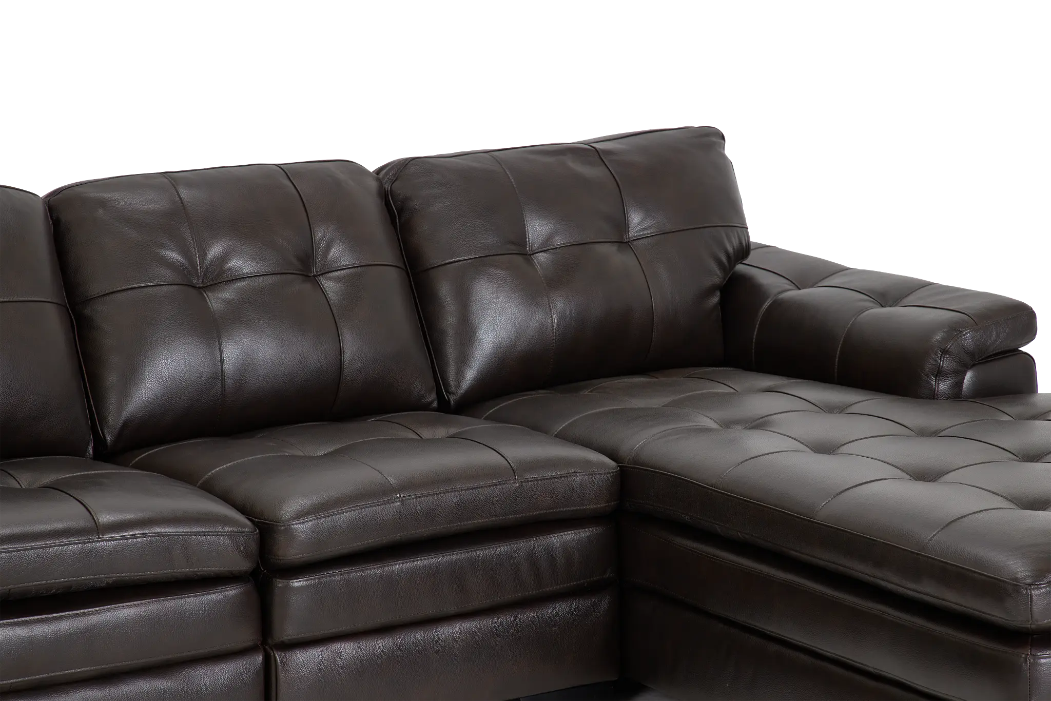 Braden Dark Brown Leather Small Right Chaise Sectional Braden Dark Brown Leather Small Right Chaise Sectional