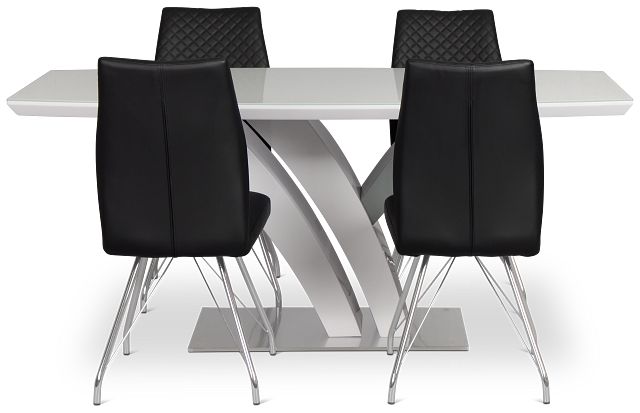 Lima Black Table & 4 Upholstered Chairs