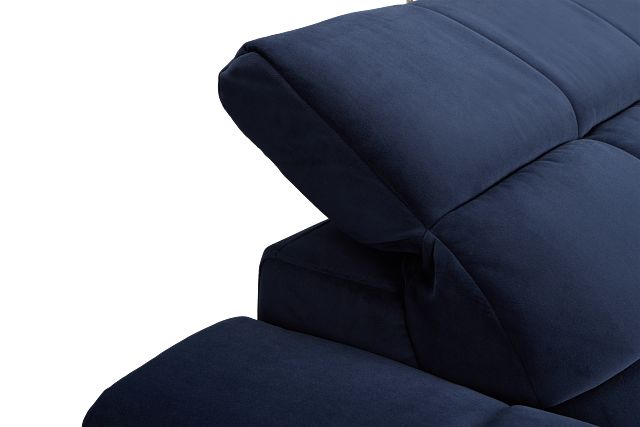 Gemma Navy Velvet Left Chaise Power Reclining Sectional