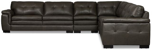 Braden Dark Gray Leather Large Two-arm Sectional