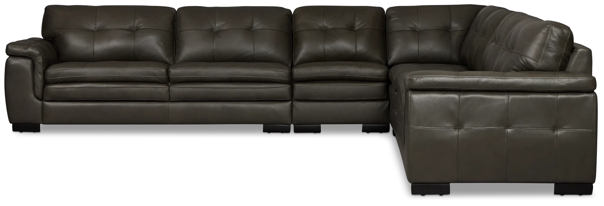 Braden Dark Gray Leather Large Two-arm Sectional