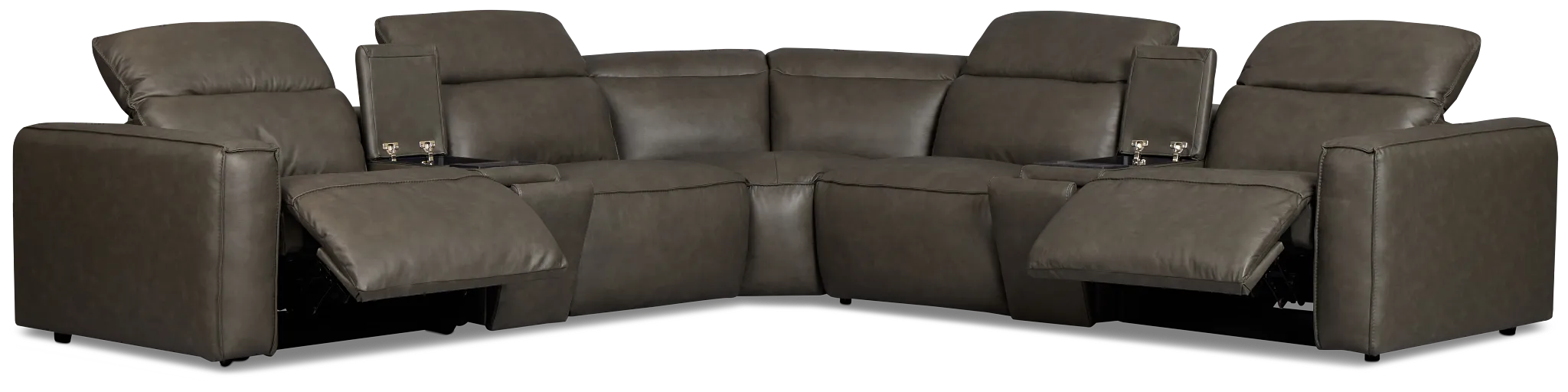Ryland Dark Gray Lthr/vinyl Large Dual Power Reclining Two-arm Sectional