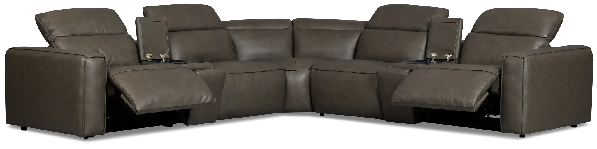 Ryland Dark Gray Lthr/vinyl Large Dual Power Reclining Two-arm Sectional Ryland Dark Gray Lthr/vinyl Large Dual Power Reclining Two-arm Sectional