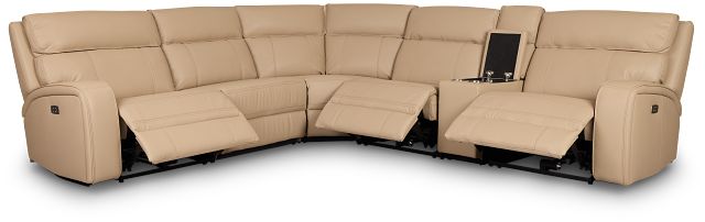 Rhett Taupe Micro Small Triple Power Reclining Two-arm Sectional