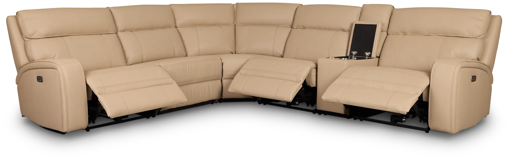 Rhett Taupe Micro Small Triple Power Reclining Two-arm Sectional
