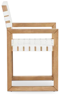 Haven White Woven Leather Arm Chair