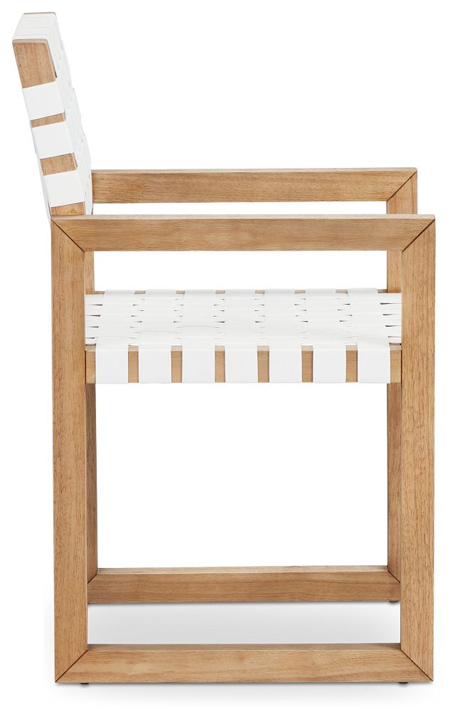 Haven White Woven Leather Arm Chair