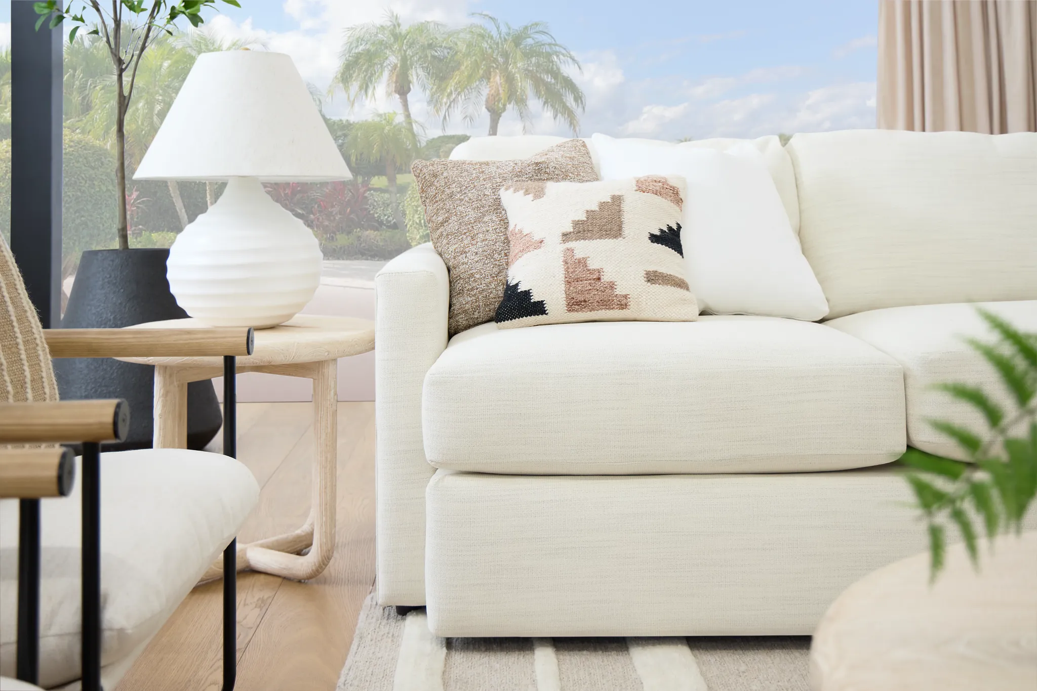 Noah Ivory Fabric Right Chaise Sectional