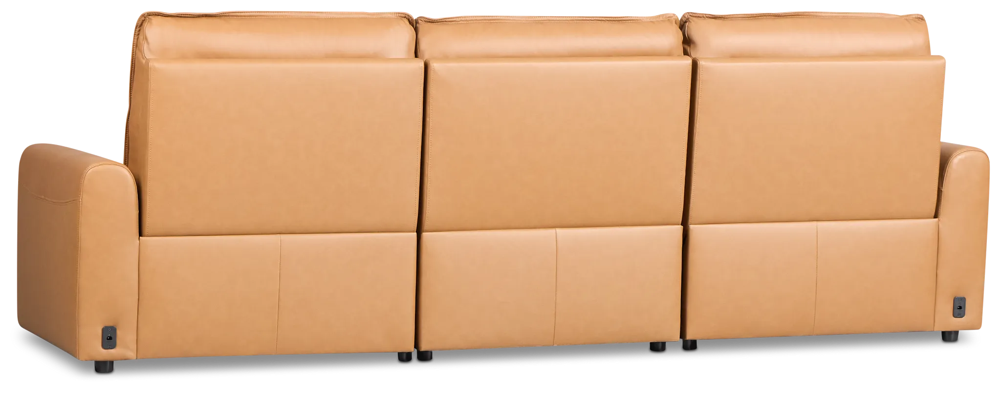 Edison Medium Brown Leather/Vinyl 3-piece Modular Power Sofa