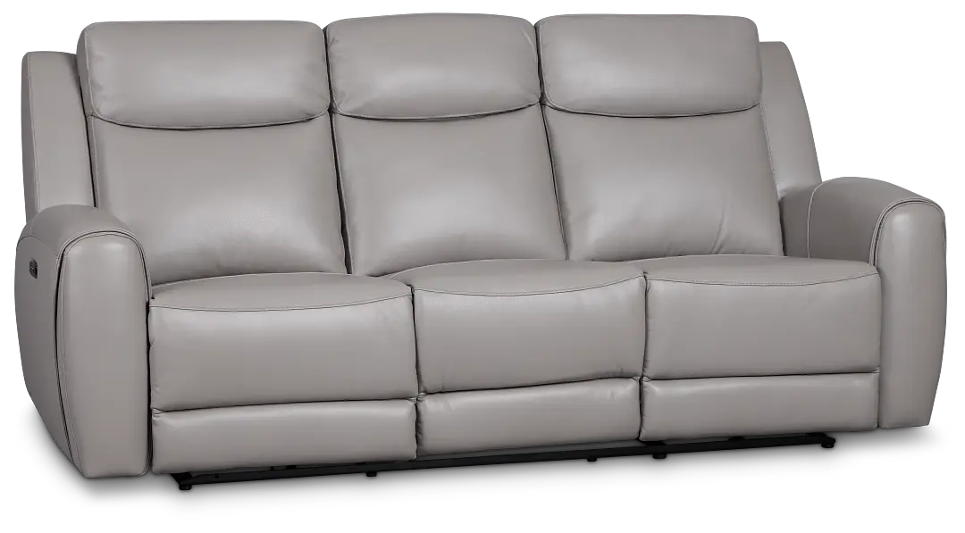 Walker Light Gray Lthr/vinyl Power Reclining Sofa W/ Power Headrest Walker Light Gray Lthr/vinyl Power Reclining Sofa W/ Power Headrest