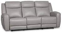 Walker Light Gray Lthr/vinyl Power Reclining Sofa W/ Power Headrest
