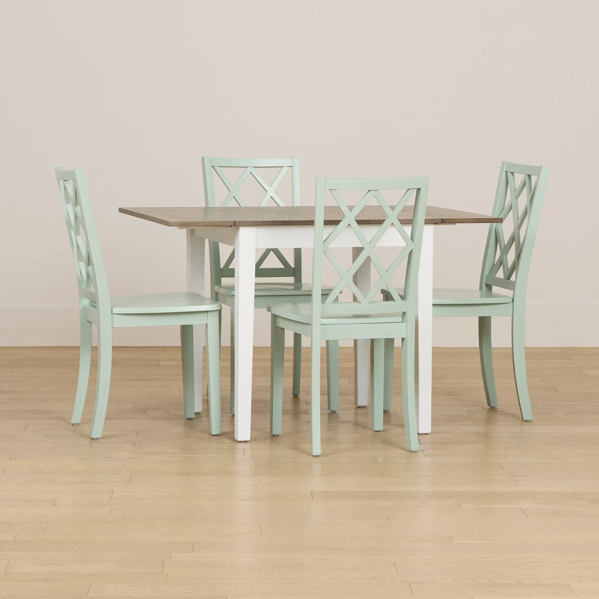Edgartown Two-tone Rect Table & 4 Light Blue Wood Chairs
