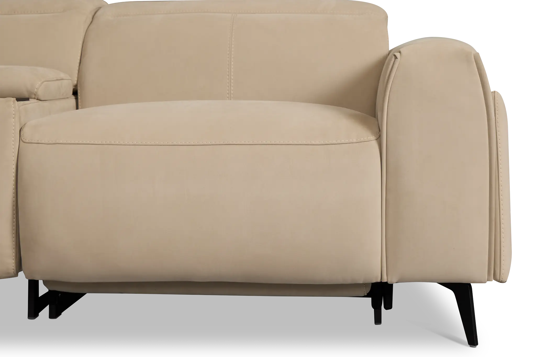 Reyna Beige Micro Medium Dual Power 2-arm Reclining Sectional Reyna Beige Micro Medium Dual Power 2-arm Reclining Sectional