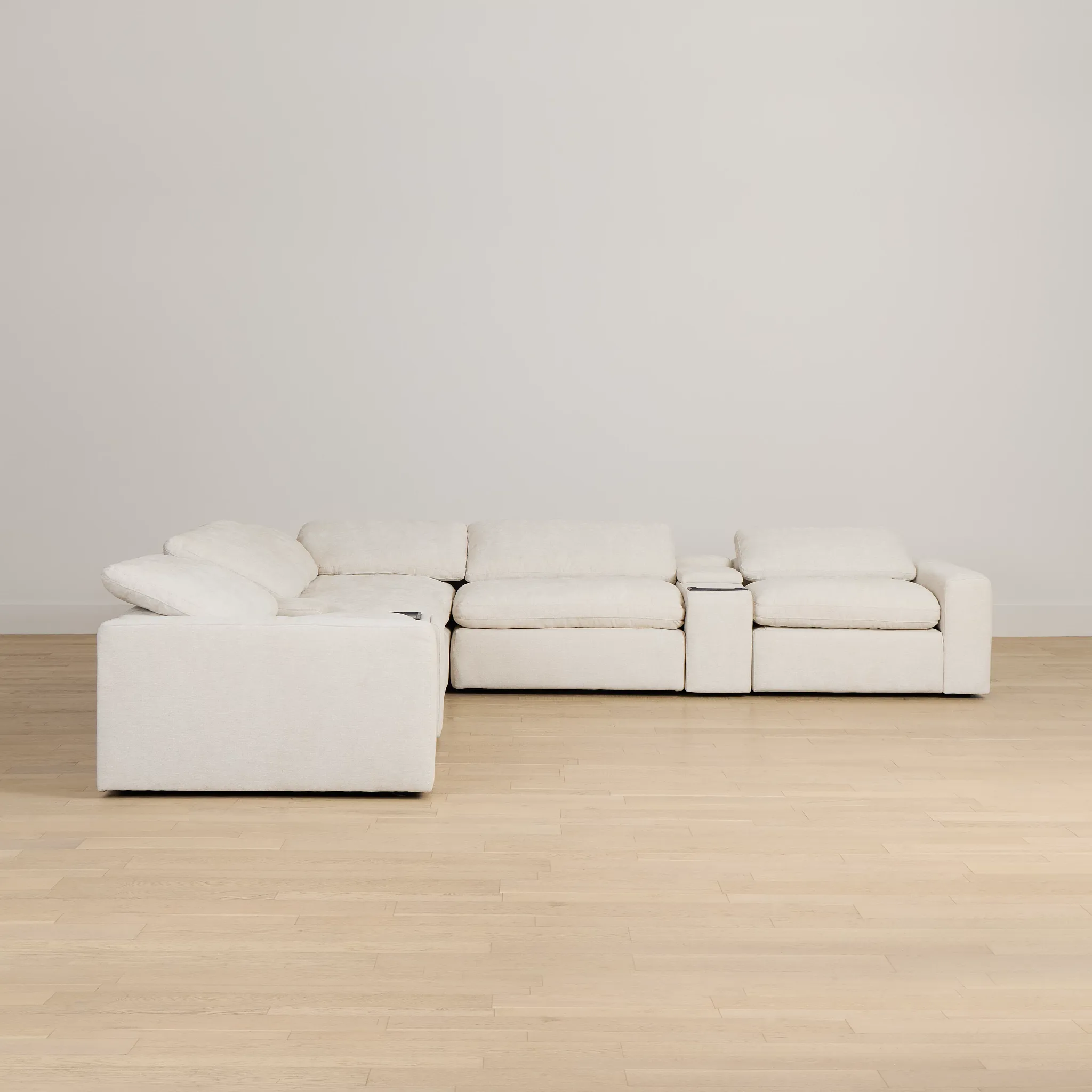 Drift Light Beige Fabric Large Dual Power Reclining Two-arm Sectional