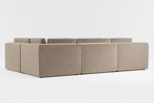 Destin Joya Beige Velvet 6-piece Pit Sectional