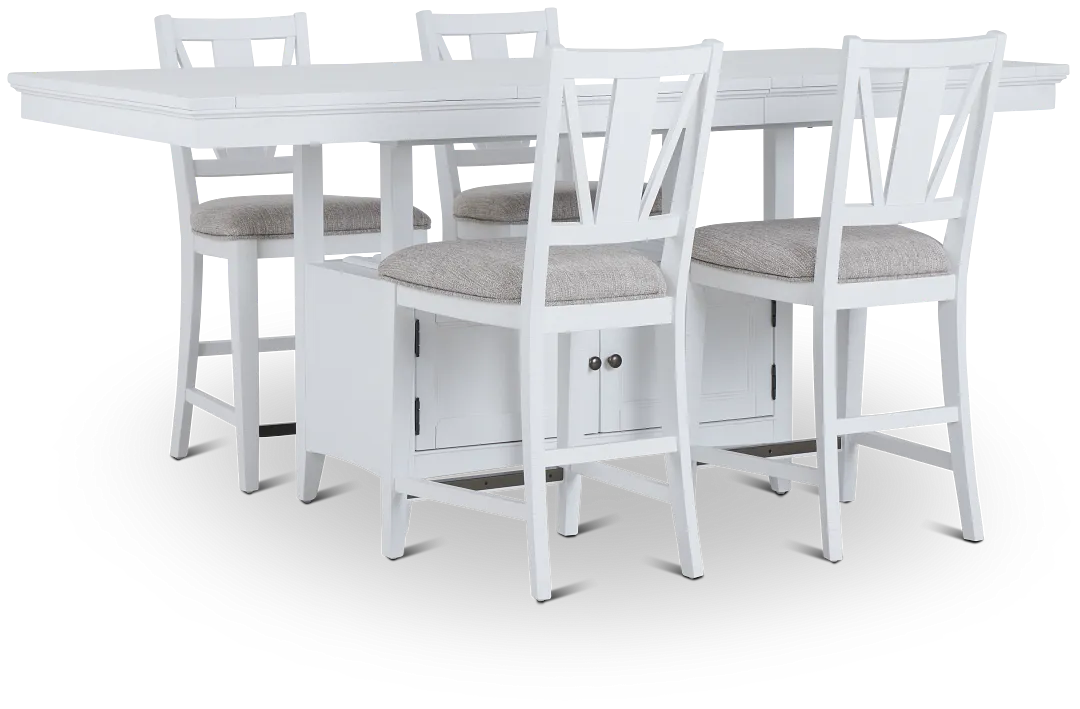 Heron Cove White High Table & 4 Barstools