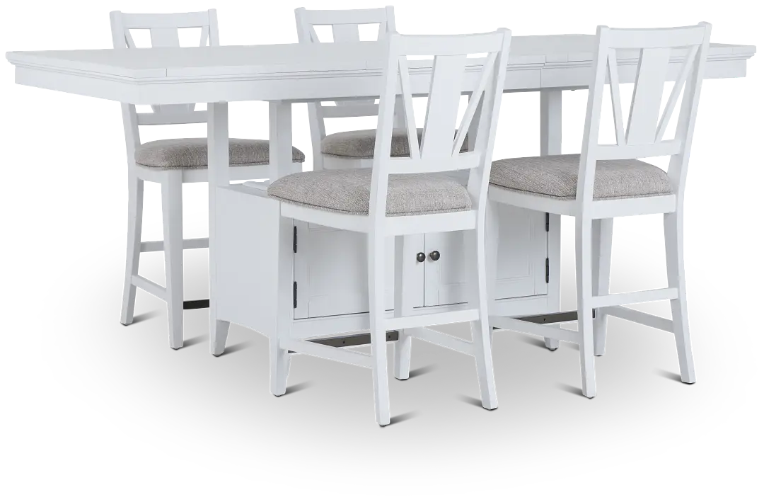Heron Cove White High Table & 4 Barstools Heron Cove White High Table & 4 Barstools