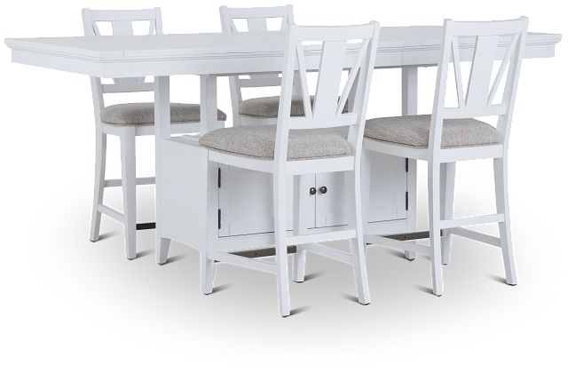 Heron Cove White High Table & 4 Barstools