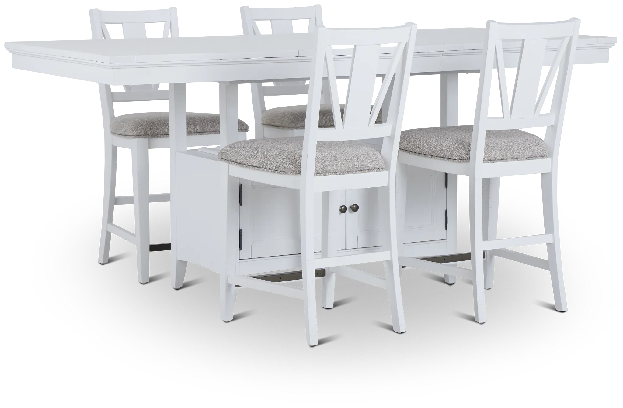 Heron Cove White High Table & 4 Barstools