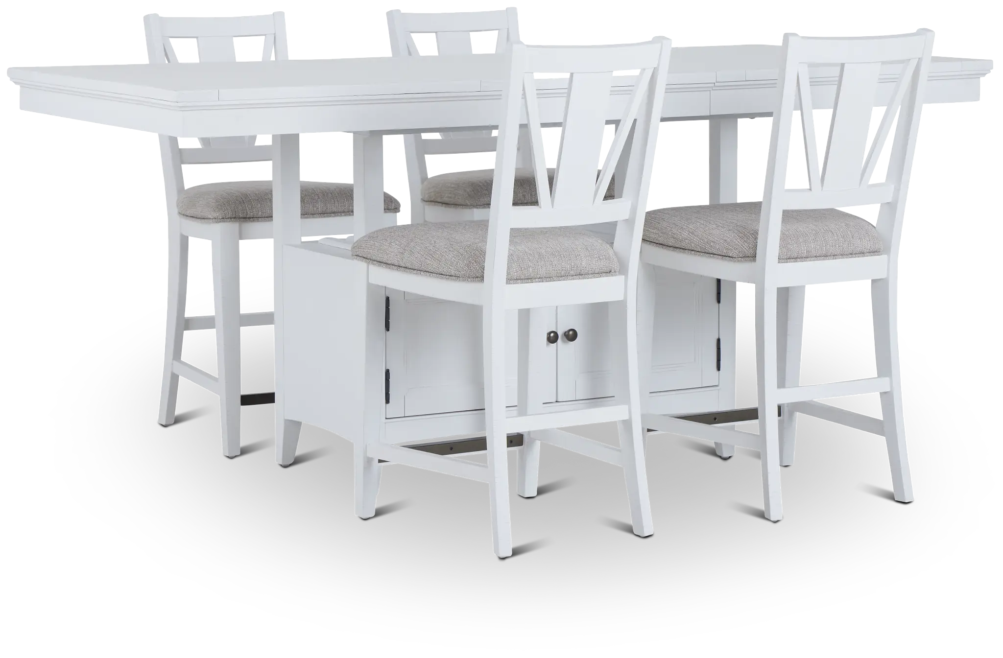 Heron Cove White High Table & 4 Barstools Heron Cove White High Table & 4 Barstools