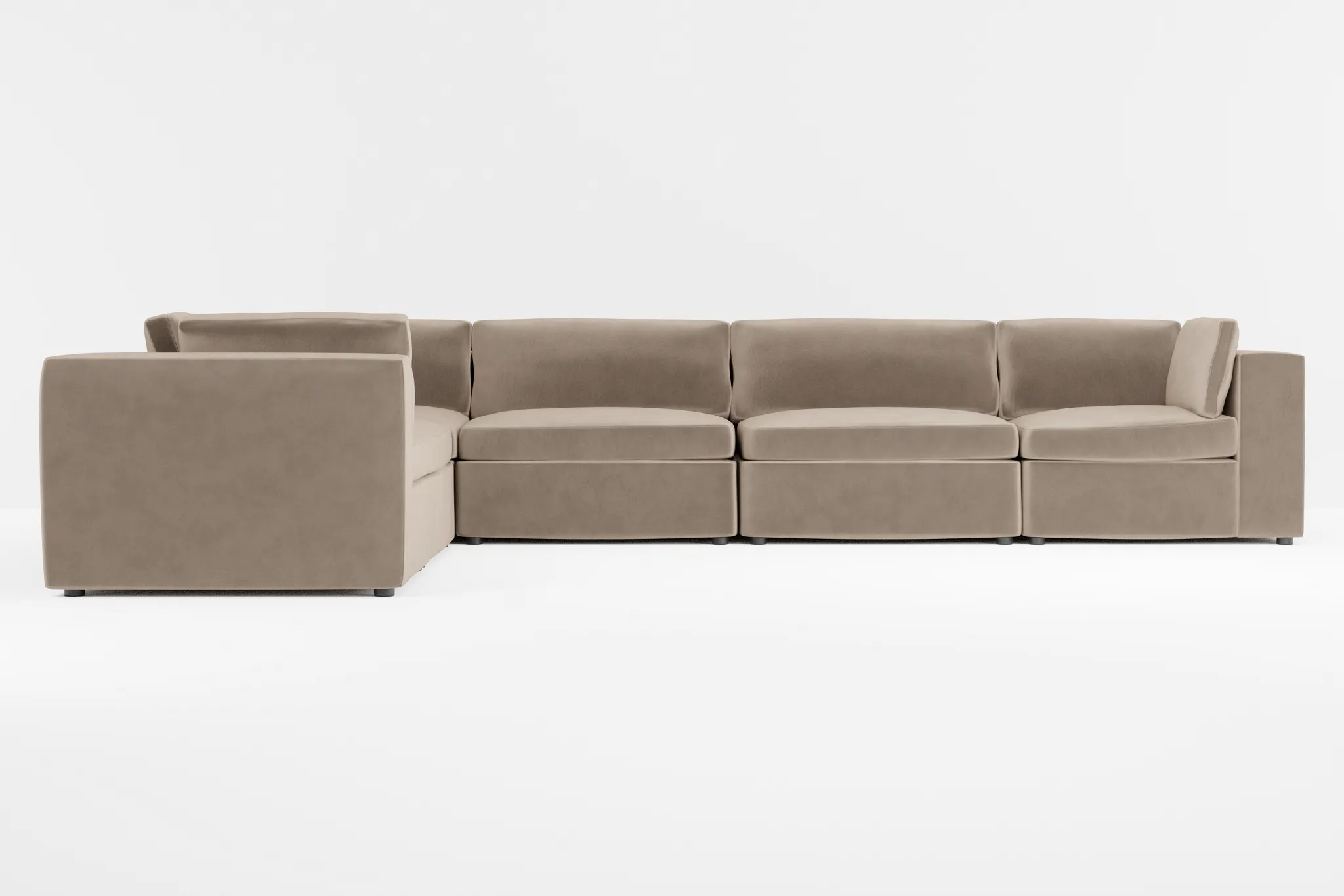 Destin Joya Beige Velvet 6-piece Modular Sectional