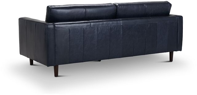 Ezra Blue Leather Sofa