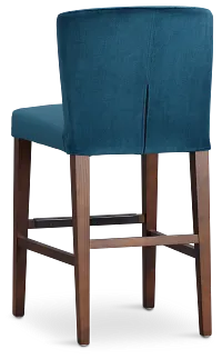 Bentley Dark Blue Velvet 24" Upholstered Barstool
