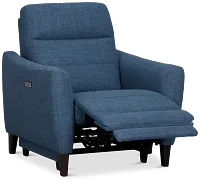 Keaton Blue Fabric Power Recliner With Power Headrest