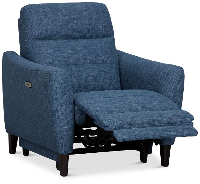 Keaton Blue Fabric Power Recliner With Power Headrest