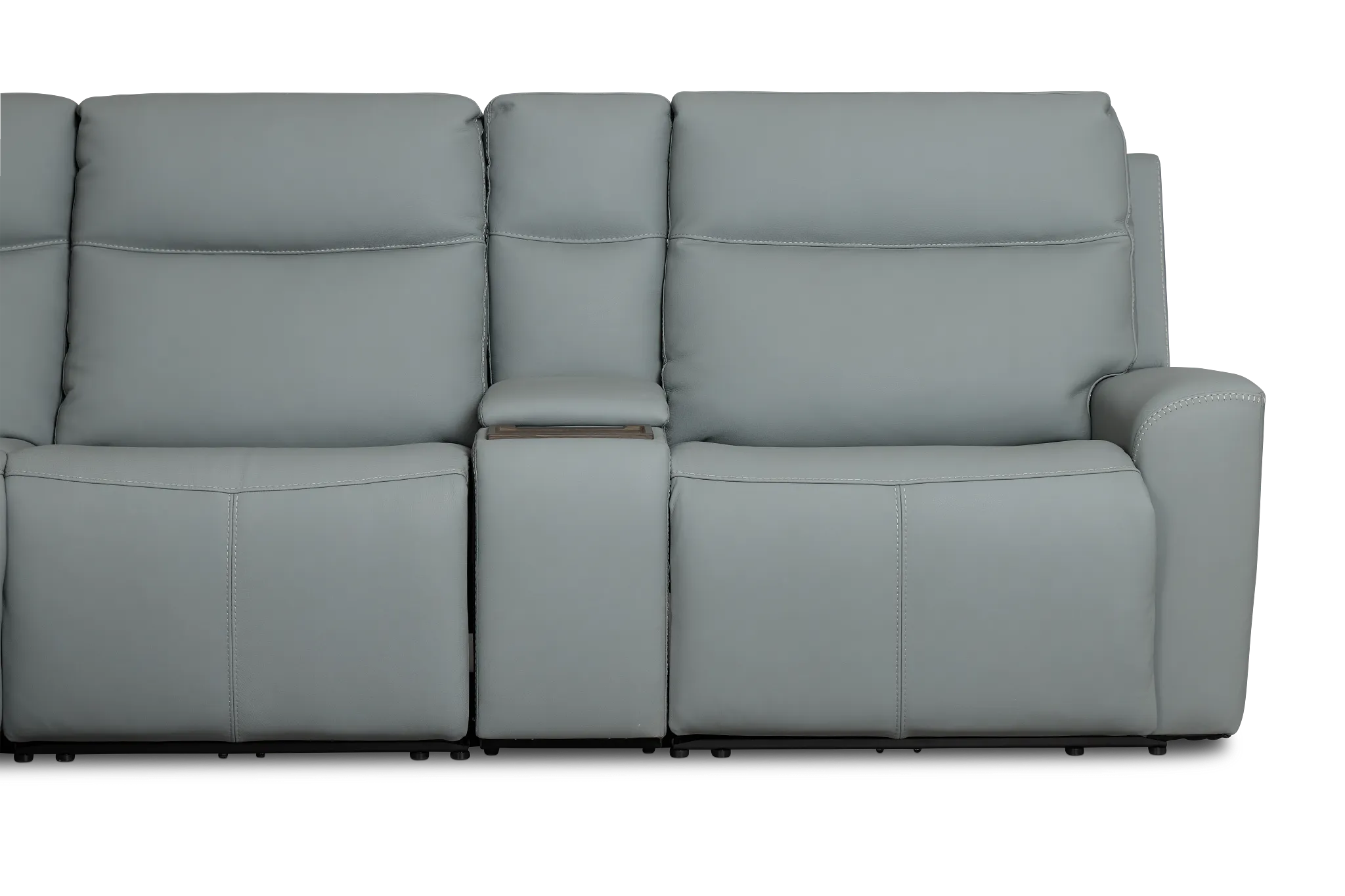 Flexsteel Sterling Blue Lthr/vinyl Medium Triple Power 2-arm Sectional