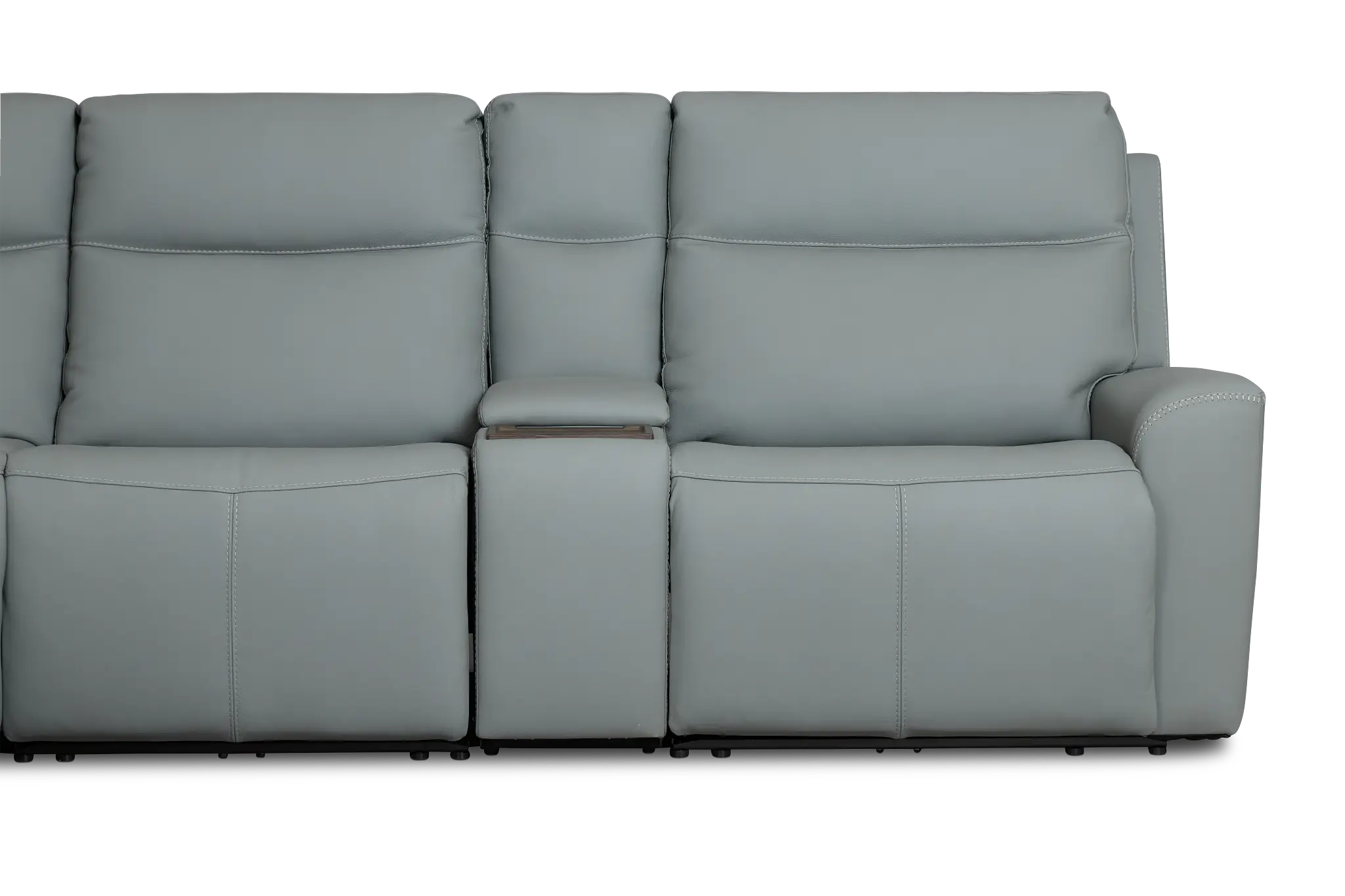 Flexsteel Sterling Blue Lthr/vinyl Medium Triple Power 2-arm Sectional Flexsteel Sterling Blue Lthr/vinyl Medium Triple Power 2-arm Sectional