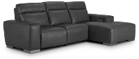 Elba Dark Gray Leather Small Dual Power Right Chaise Sectional