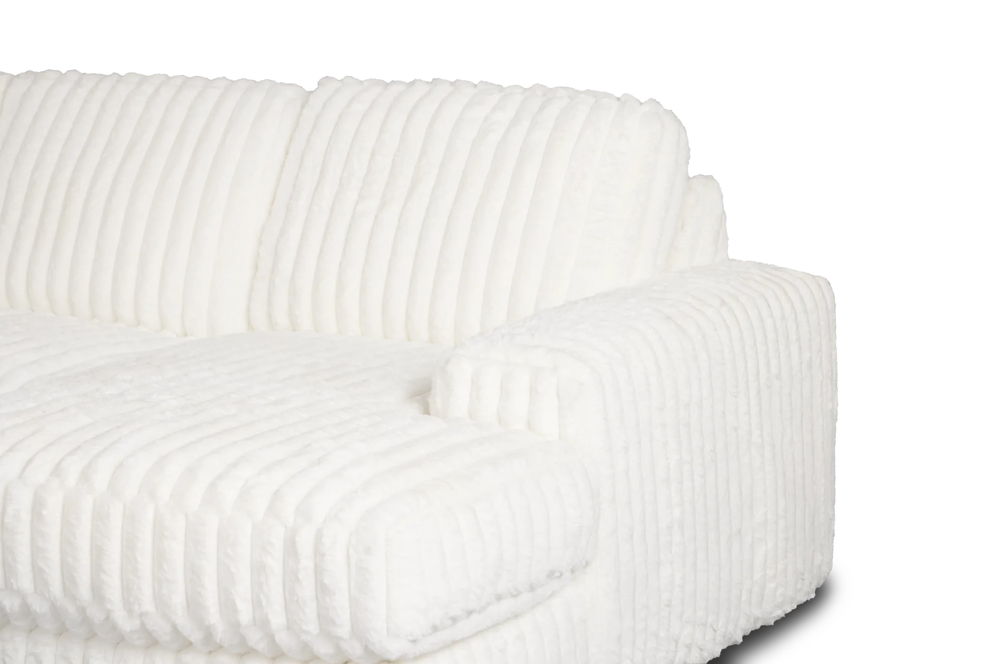 Teddy White Fabric Large Right Chaise Sectional