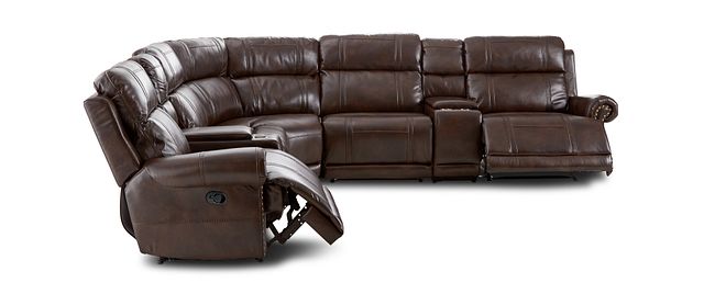 Hunter Dark Brown Micro Large Dual Manually Reclining Two-arm Sectional (2)