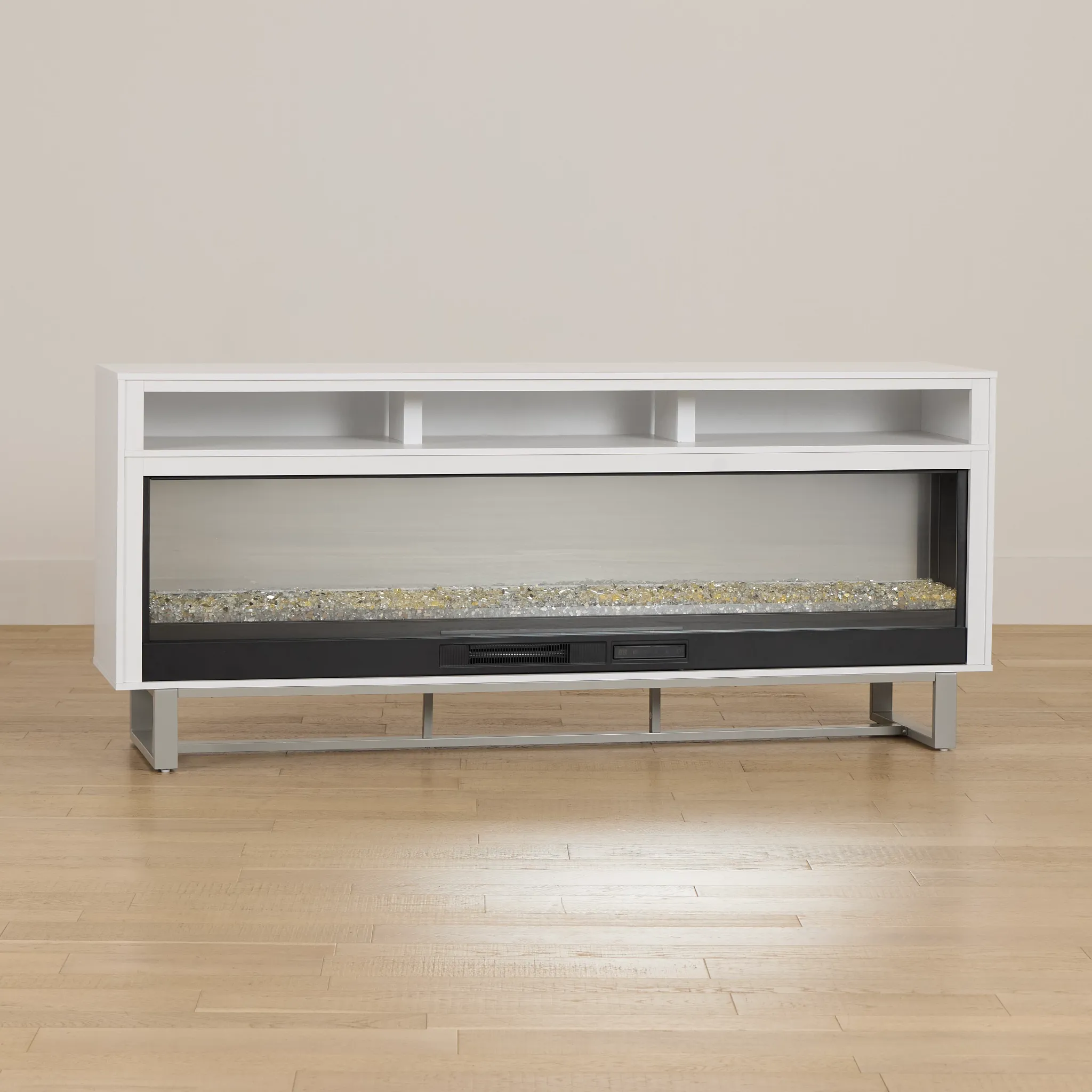 Weston White 76" Tv Stand With Fireplace Insert