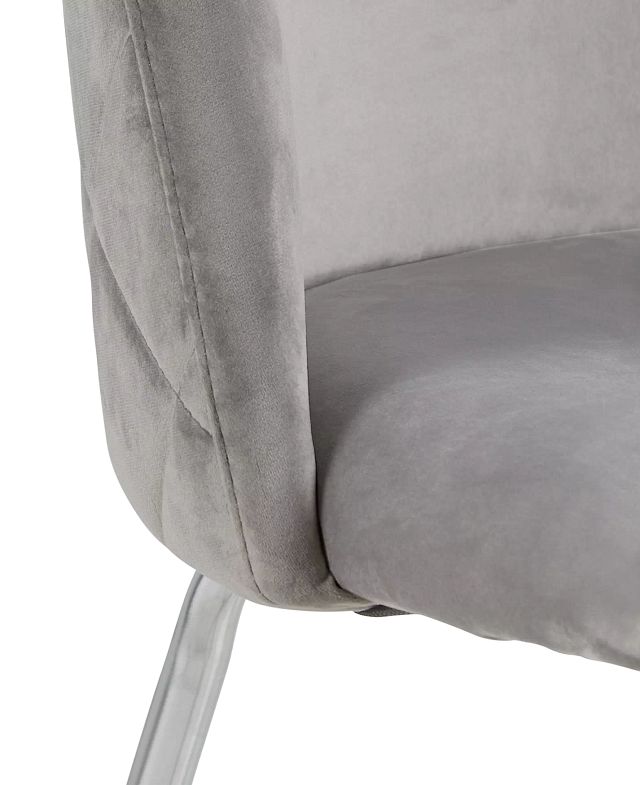 Capri Gray Velvet Upholstered Side Chair W/ Chrome Legs
