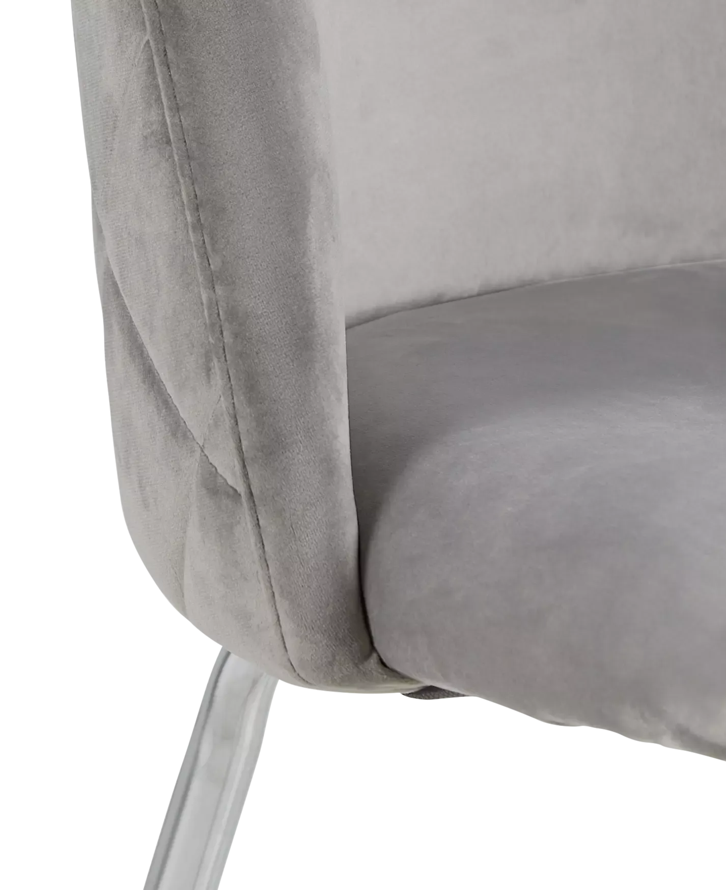 Capri Gray Velvet Upholstered Side Chair W/ Chrome Legs