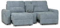 Hendrix Light Blue Fabric Power Extension Chaise Console Loveseat