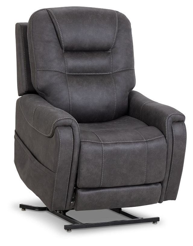 Toledo Dark Gray Micro Power Lift Recliner With Headrest Living Room Recliners City Furniture Toledo Dark Gray Micro Power Lift, Power Lift Recliner Chair Repair