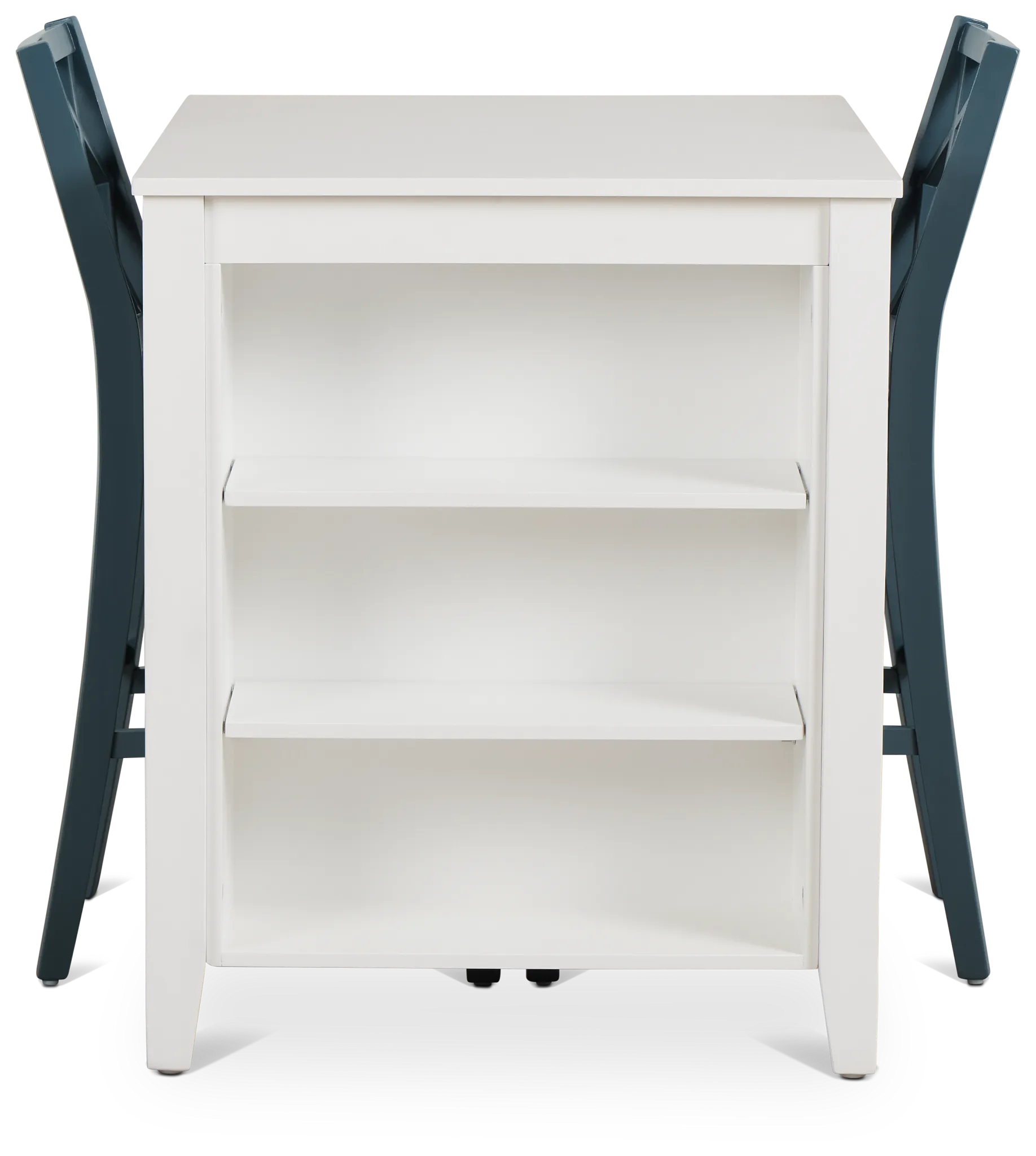 Edgartown White Storage High Table & 2 Navy Wood Barstools