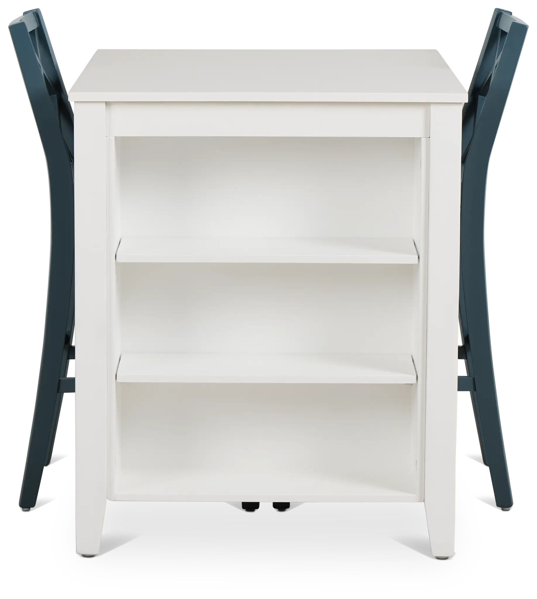 Edgartown White Storage High Table & 2 Navy Wood Barstools Edgartown White Storage High Table & 2 Navy Wood Barstools