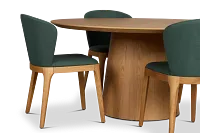 Nomad Light Tone 59" Round Table & 4 Dark Green Chairs W/light Tone Leg