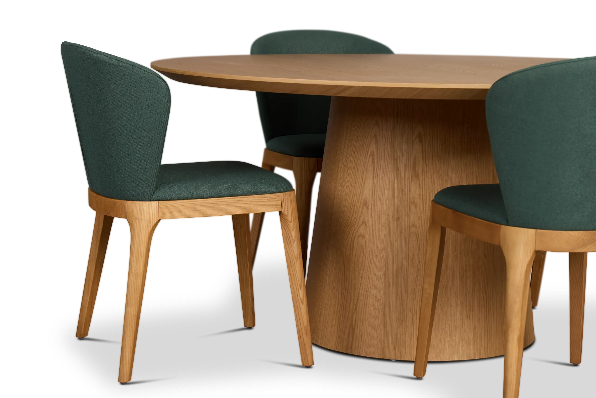 Nomad Light Tone 59" Round Table & 4 Dark Green Chairs W/light Tone Leg